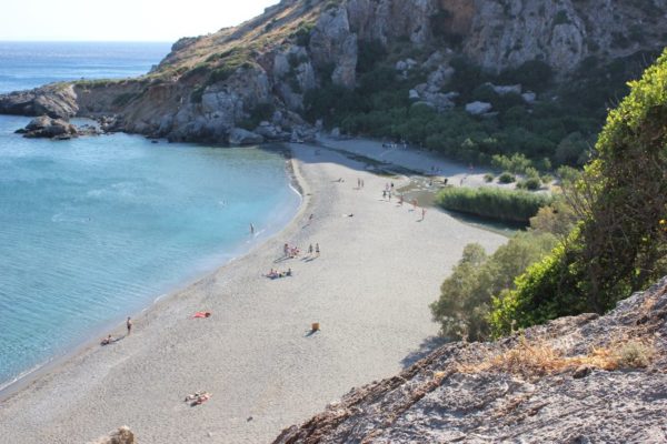 Panorama della spiaggia di Préveli a Creta