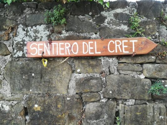 L'inizio del sentiero del Cret a Cormons