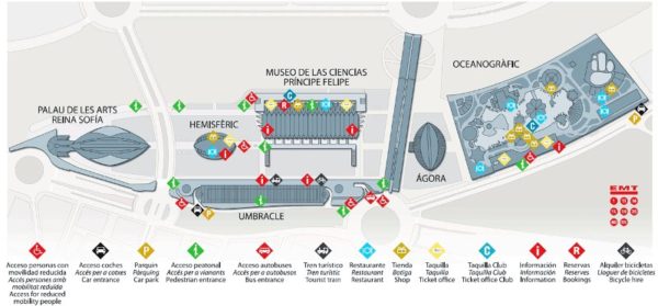 Mappa della Ciudad de los Artes y la Ciencias Valencia