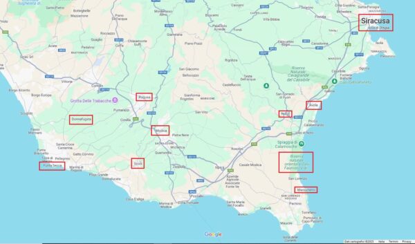 La cartina dettagliata della Sicilia Sud Orientale